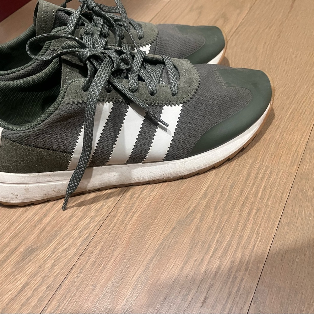 Adidas Green and White Sneakers